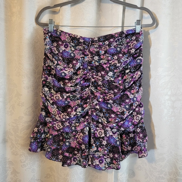 Isabel Marant Milendi Ruched Ruffled Silk-Blend, Women Mini Skirt, Size 6,Violet - Picture 3 of 16